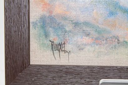 ROUXEL Aline "Bécasse en vol", XXIe, acrylique sur toile, signée en bas à gauche,...