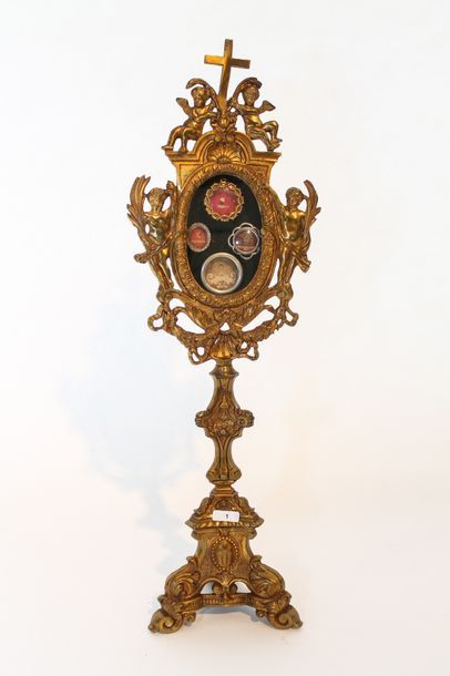 null Monstrance de style Baroque, fin XIXe, métal doré, h. 54,5 cm.