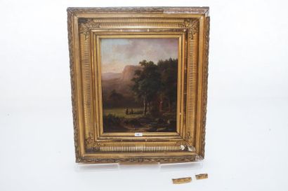 COENE Jean-Baptiste (1805-c.1850) [attribué à] "Paysage animé", XIXe, huile sur panneau,...