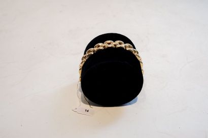 null Bracelet à grosses mailles en or jaune 18k, poinçons, l. 19 cm, 48 g env.
