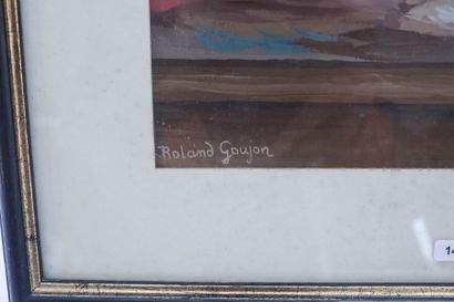 GOUJON Roland "Bouquet", XXe, gouache sur papier, signée en bas à gauche, 47,5x29,5...