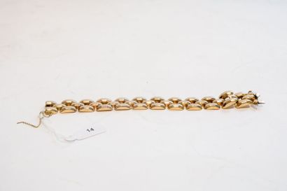 null Bracelet à grosses mailles en or jaune 18k, poinçons, l. 19 cm, 48 g env.