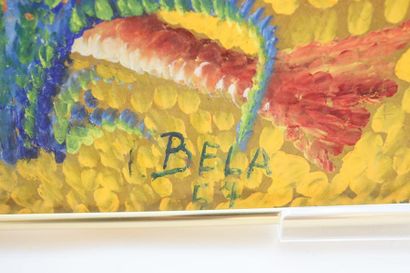 BELA (1940-1968) "Poissons", XXe, huile sur panneau, signée en bas à droite et numérotée...
