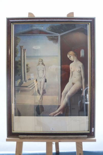 DELVAUX Paul (1897-1994) "Deux nus" (1975), 1976, impression encadrée, signée, située...