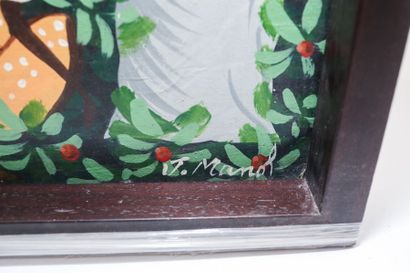MANOL J. "Récolte du café (Caraïbes)", XXe, huile sur toile, signée en bas à droite,...
