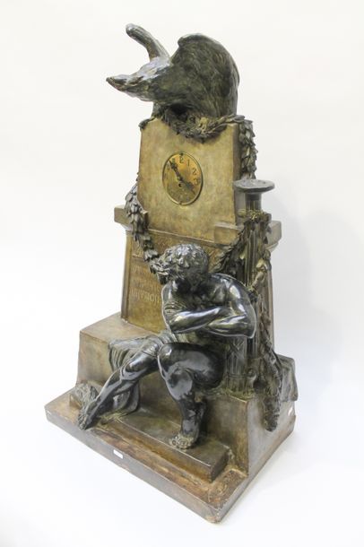 GOLDSCHEIDER Friedrich (1845-1897) Importante horloge à l'aigle et au licteur, fin...