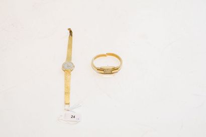 OMÉGA et TAILLARD - GENÈVE Deux montres-bracelets de dame en or jaune 18k, marquées...