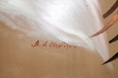 DE CLAVIÈRE Bernard (1934) "Tête de cheval bridé", XXe, huile sur toile, signée en...