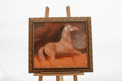DE CLAVIÈRE Bernard (1934) "Cheval de profil", XXe, huile sur toile, signée en bas...