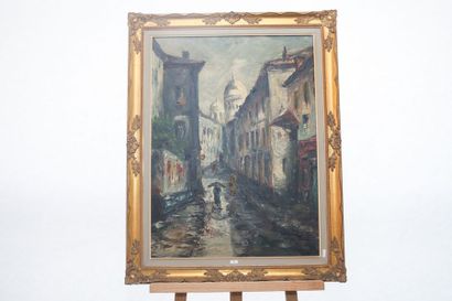 ECOLE FRANCAISE "Montmartre", XXe, huile sur toile, signée en bas à droite, 80x60...