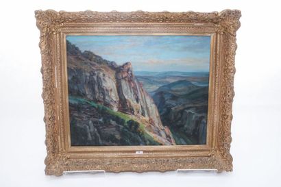 DILLENS Paul (1874-1965) "Paysage montagneux", [19]36, huile sur panneau, signée...