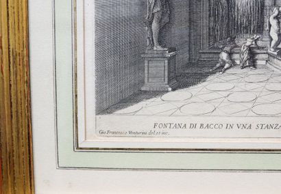 VENTURINI Giovanni Francesco (1650-c.1715) "Fontaines", deux estampes, 23x34,5 cm...