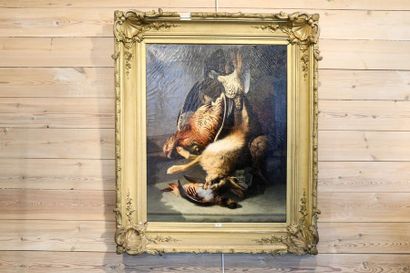 WOUTERMAERTENS Constant (1823-1867) "Trophée de chasse", XIXe, huile sur toile, signée...