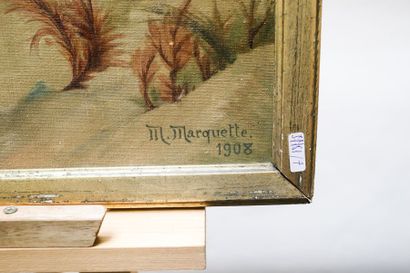 MARQUETTE M "Blankenberge", 1908, huile sur toile marouflée sur carton, signée et...