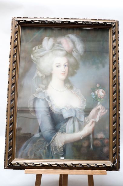 ECOLE FRANCAISE "Marie-Antoinette" (d'après Élisabeth Vigée Le Brun), XIXe, pastel...