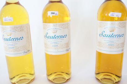 BORDEAUX Blanc liquoreux, Sauternes 2009, quatre bouteilles.