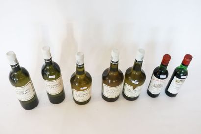 null VARIA, sept bouteilles :

- SAUVIGNON D'AQUITAINE, Grafé Lecocq, récolte 1996,...