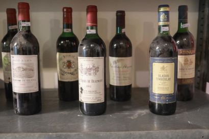 BORDEAUX Rouge, dix bouteilles :
- (Cussac Haut-Médoc), Château du Raux, 1969, trois...