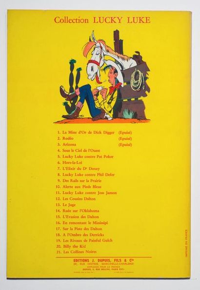 Lucky Luke 15 - L'évasion des Dalton Édition de 1964, 4ème plat jaune, dernier titre...