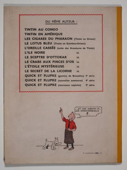 Tintin - Le Crabe aux pinces d'or Édition Casterman A21 de 1945. Rarissime album...
