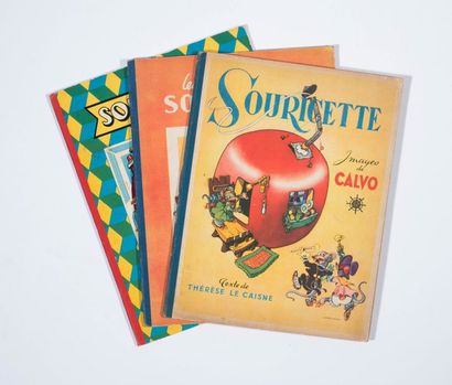 Calvo/Souricette - Ensemble de 3 albums Couverture jaune (noté 1947), Couverture...