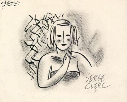 Serge CLERC (né en 1957) Encre de Chine sur papier.
Signé, 13,7x17,2 cm.