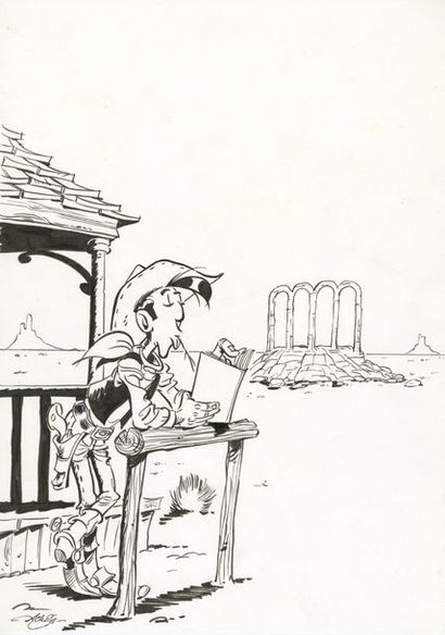 ACHDÉ (né en 1961) Encre de Chine pour un des dessins réalisés pour l'animation du...