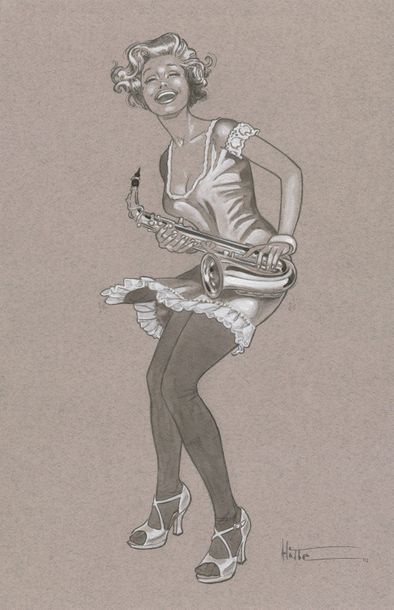 Patrick HITTE (né en 1963) Technique mixte sur papier.
Signé, 245x17 cm.