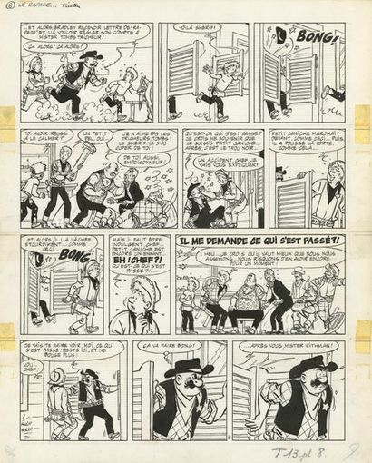 TIBET (1931-2010) Encre de Chine pour la planche 8 de cette aventure parue dans Tintin...