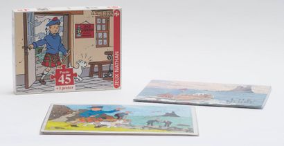 Tintin / L'île noire - Ensemble de 3 puzzles 2 puzzles avec carton des années 70/80...