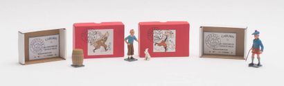 Tintin / L'île noire Tintin en écossais avec une canne, Tintin, Milou et tonneau...
