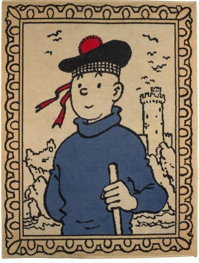 Tintin / L'île noire - Tapis Axis Très grand tapis représentant Tintin en écossais...