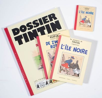 Tintin / L'île noire - Ensemble de 12 albums Fac-similé N&B (1987), Dossier Tintin,...