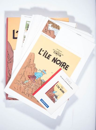 Tintin / L'île noire - Fac-similé de 1943 Très bel ensemble composé des épreuves...