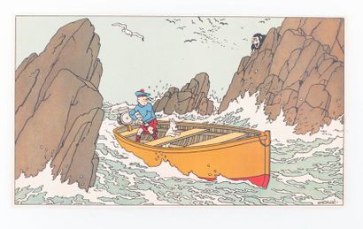 Tintin / L'île noire - Image Dubreucq Tirage original des années 40 ayant servi à...