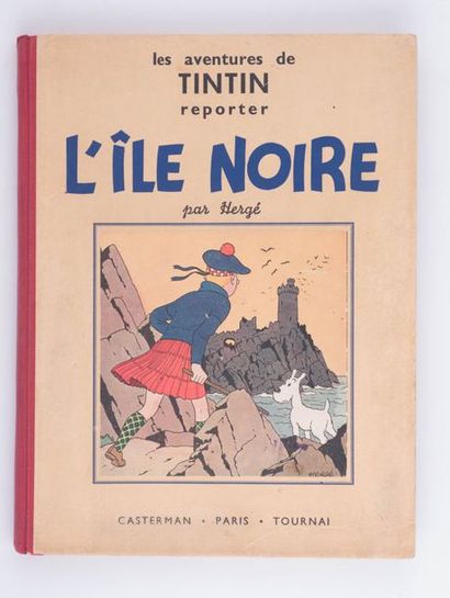Tintin / L'île noire Dos toilé rouge, avec le nom de Hergé au 1er plat. Très très...