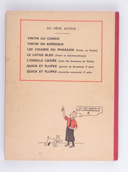 Tintin / L'île noire Dos toilé rouge, avec le nom de Hergé au 1er plat. Très très...