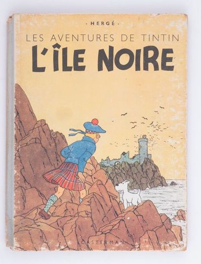 Tintin / L'île noire - Édition Casterman A23 bis de 1944 + Certificat Dos bleu. Album...