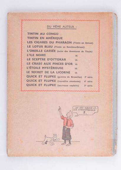 Tintin / L'île noire - Édition Casterman A23 bis de 1944 + Certificat Dos bleu. Album...