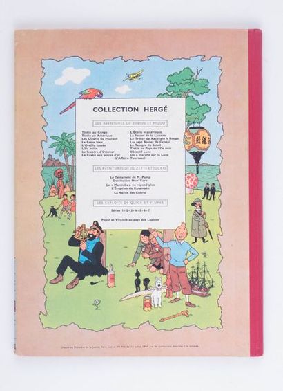 Tintin / L'île noire - Édition Casterman B23 de 1957 Imprimerie Danel 1589.Dos pellior...
