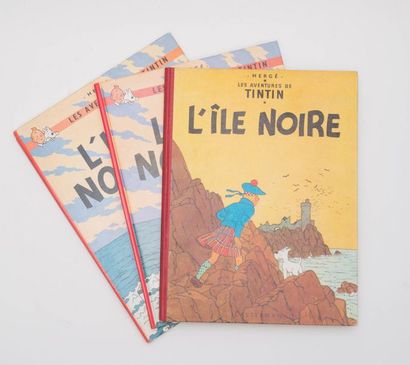 Tintin / L'île noire - Ensemble de 3 albums Édition Casterman B25 (1958), B36 (1966,...