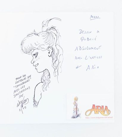 Weyland - dessin original Dessin représentant Aria dédicacé aux lecteurs du magazine...