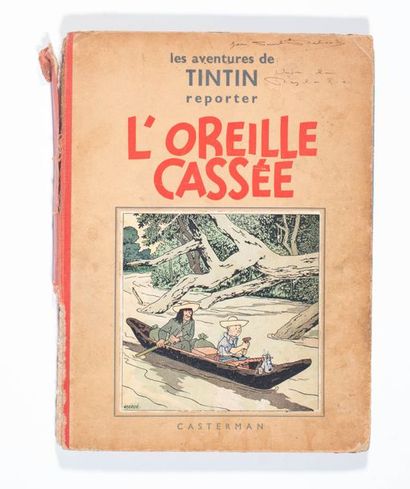 Tintin N&B - Oreille cassée Édition originale A2 de 1937 (pages de garde bleues)....