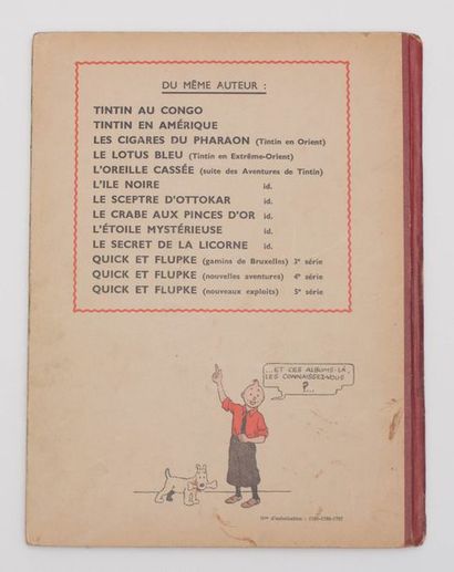 Tintin - Oreille cassée Édition originale A20 de 1943, dos rouge, un petit nom en...