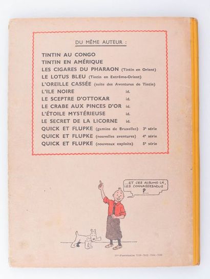Tintin - Crabe aux pinces Édition A23 de 1944, dos jaune, un petit nom en page de...