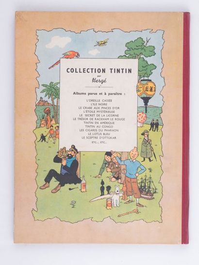 Tintin - Le Crabe aux pinces d'or Édition Casterman B1 de 1947. Très bon état.