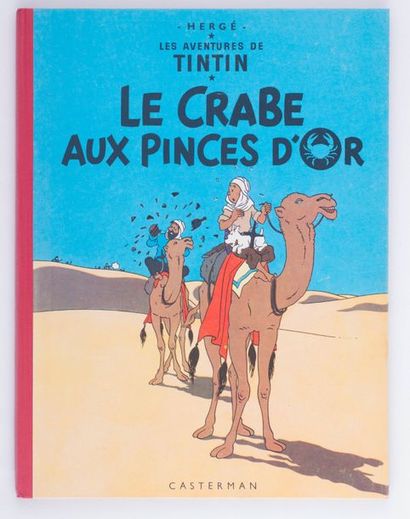 Tintin - Le Crabe aux pinces d'or B22 de 1957, pages de garde bleu foncé. Superbe...