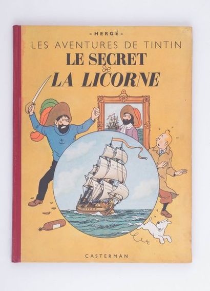 Tintin - Le secret de la Licorne Édition Casterman B1, dos rouge, de 1947. Quelques...