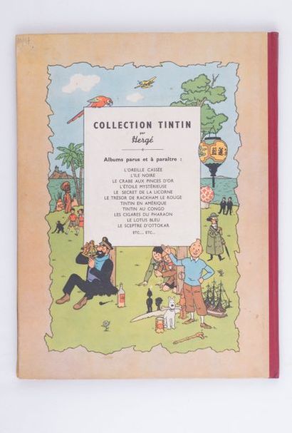 Tintin - Le secret de la Licorne Édition Casterman B1, dos rouge, de 1947. Quelques...