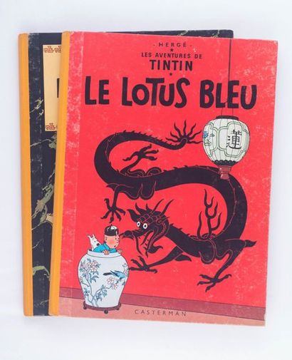Tintin - Ensemble de 5 albums Lotus (B29), Temple (B29), Rackham (B31), Affaire tournesol...